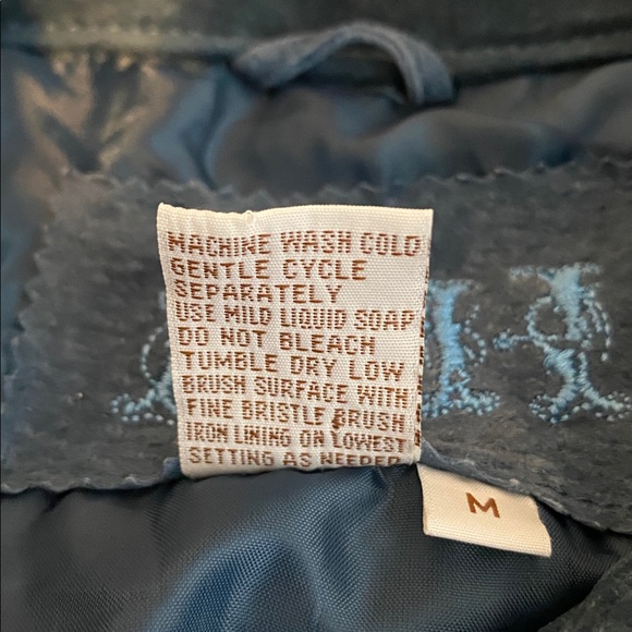 Vintage Y2K AMI Blue Suede Leather Jacket Coat with Silver Buttons - Picture 7 of 8